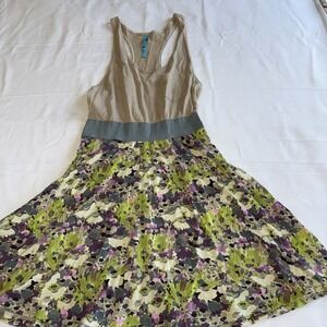 Anthropologie Free People S Sleeveless Racer Back Tank Top Dress W Floral Skirt